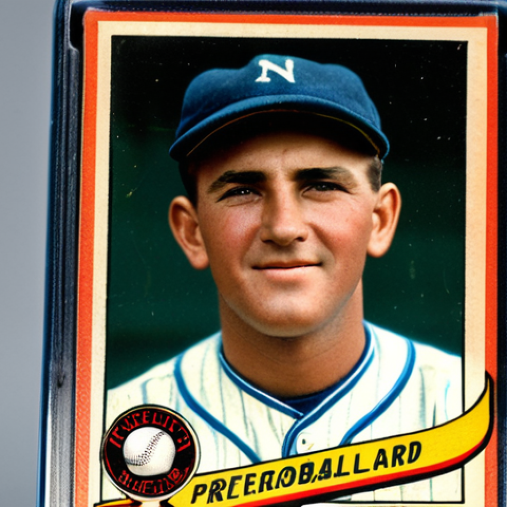 콩지래빗의 경제적 가치 분석 - Vintage Baseball Card Close-Up**
"A close-up studio shot of a vintage baseball card in a protective...