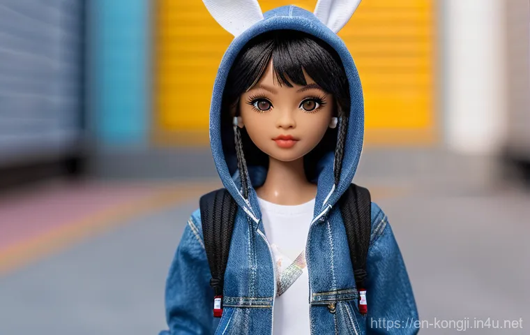 콩지래빗의 비평 및 논란 - A collectible doll, styled like Kongji Rabbit, featuring a delicate facial sculpt with large, wide, ...